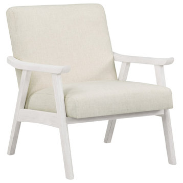 Weldon Armchair, Linen Fabric With Antique White Finished Frame