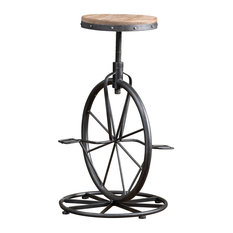 GDFStudio - Charles Bicycle Wheel Adjustable Bar Stool - Bar Stools and Counter Stools