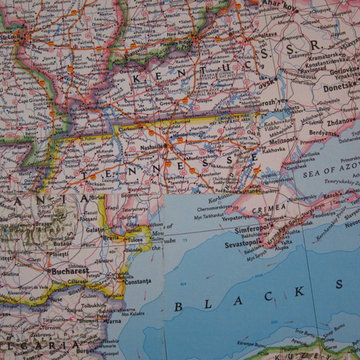 Map Collage Powder Room