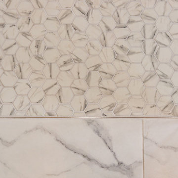 Master bathroom remodel in Ashburn, VA with walk in shower & double vanities