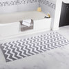 Lavish Home 100% Cotton Chevron Bathroom Mat, 24x60 inches, Silver