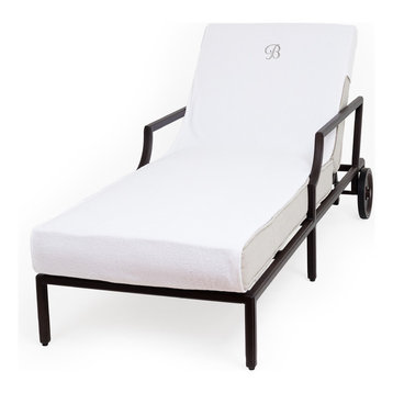 Linum Home Textiles Personalized Standard Chaise Lounge Cover, White, B