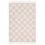 Jaipur Living - Vibe Catanza Geometric Cream/Ivory Runner Rug 2'5"X10' - The Jaida collection is inspired by a coveted blend of modern Moroccan style and cozy, inviting vibes. These rugs showcase an incredibly soft hand, with a touch high-low detail mixed into the pattern, and a shed-free construction of polyester and polypropylene. The braided, cream fringe paired with an ivory and cream grid pattern of the Catanza rug provides visual texture and global appeal. This plush area rug thrives in high traffic areas of the home such as living rooms, foyers, halls, and sunrooms.