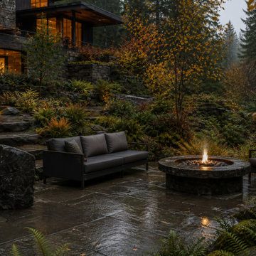 Four-Season Woodland Garden Concept for a Contemporary Hillside Home