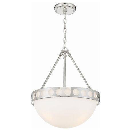 Crystorama KIR-B8105-PN 3 Light Chandelier in Polished Nickel with Glass