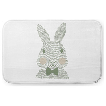 24" x 17" Monochrome Bunny Bathmat, Laurel Tree Green