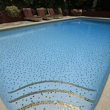 24k Gold Accented Glass Tiled Pool