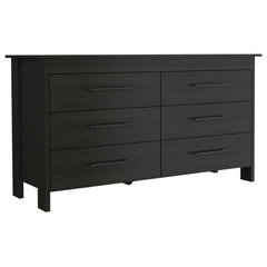 Baxton Studio Rikke Two Tone 6 Drawer Wood Dresser in Gray and