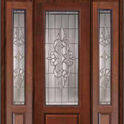 Prehung Sidelights-Transom Door 96 Fiberglass Courtlandt 3/4 Lite - Front Doors