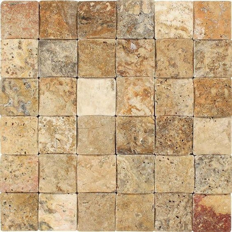 1 X 2 Scabos Travertine Tumbled CNC Arched 3-D Mosaic Tile