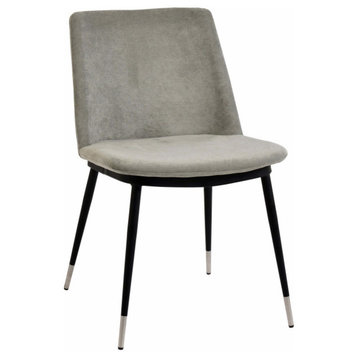 Evora Grey Velvet Chair - Silver Legs (Set of 2) - Grey