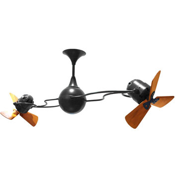 Italo Ventania Dual Ceiling Fan - Wood Blades in Matte Black
