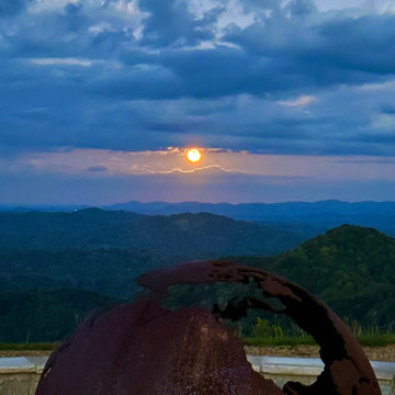 Fire feature and full moon.