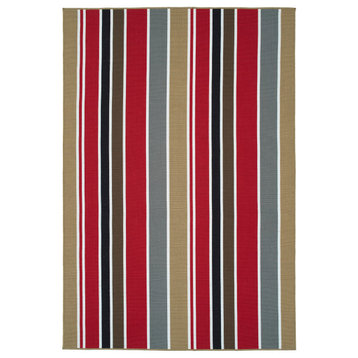 Kaleen Voavah Voa05-25 Striped Rug, Red, Lt Brown, Gray, White, 4'0"x6'0"
