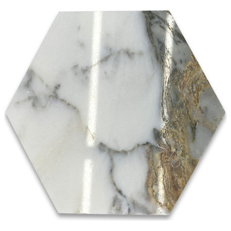 Calacatta Gold Calcutta Oro Marble 6 inch Hexagon Tile Polished, 100 piece