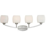 Nuvo Lighting - Nuvo Lighting 60/4184 Helium - Four Light Bath Vanity - Shade Included.Helium Four Light Bath Vanity Brushed Nickel Satin White Glass *UL Approved: YES *Energy Star Qualified: n/a  *ADA Certified: n/a  *Number of Lights: Lamp: 4-*Wattage:100w A19 Medium Base bulb(s) *Bulb Included:No *Bulb Type:A19 Medium Base *Finish Type:Brushed Nickel