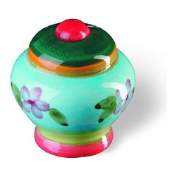 Botanico Cabinet Knob in Green Center by Siro Designs 81-108 - Cabinet And Drawer Knobs