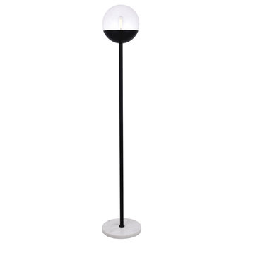 Eclipse 1 Light Black Floor Lamp With Clear Glass