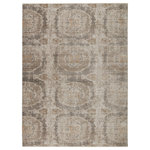 Jaipur Living - Vibe Airi Medallion Gray and Beige Area Rug, 7'10"x10'10" - The stunning En Blanc collection captures the elegance of neutral, vintage-inspired patterns and melds Old World aesthetics with an updated and luxurious vibe. The Airi rug boasts a distressed, repeat medallion motif in tonal hues of gray, tan, and light taupe. Soft and lustrous, this chameleon-like design emulates the timeless style of a Turkish hand-knotted rug, but in an accessible polyester and viscose power-loomed quality.