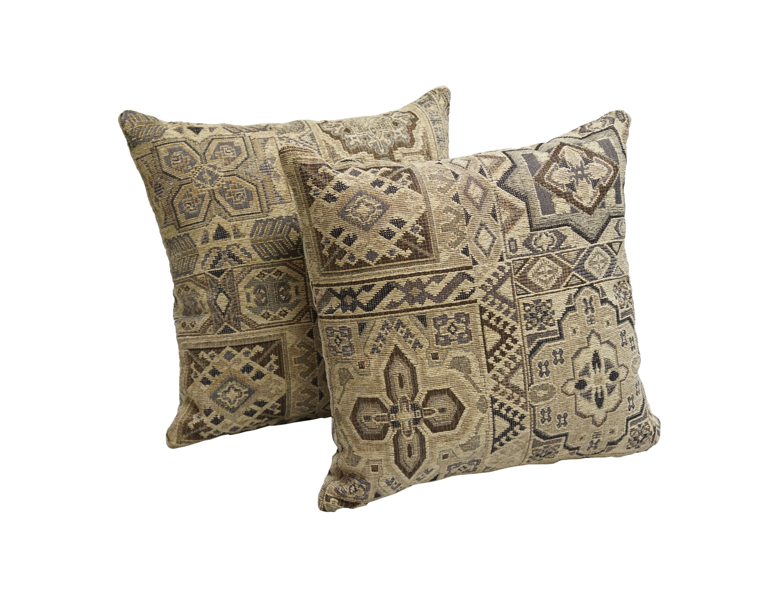 17" Tapestry Throw Pillows With Inserts, Set of 2, Persian Mosaic