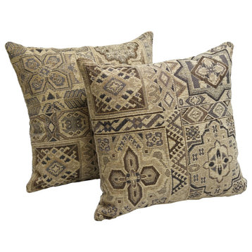17" Tapestry Throw Pillows With Inserts, Set of 2, Persian Mosaic