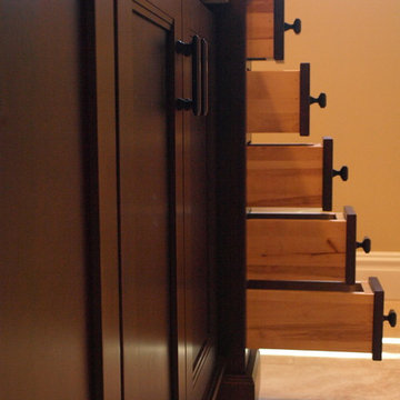 Dark Wood Double Vanity - Storage Drawers