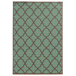 Newcastle Home - Rhodes Indoor and Outdoor Lattice Blue and Brown Rug, 5'3"x7'6" - Rhodes is a collection of machine-made indoor/outdoor rugs showcasing simple, geometric patterns.  The clean lines, fresh colors and soft hand of the looped construction will make these rugs a welcome addition to any room or patio.
