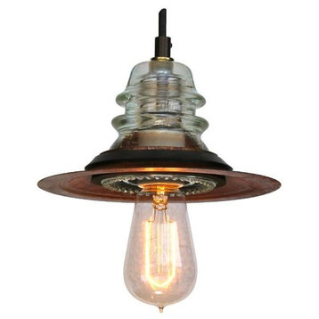 Insulator Light LED Pendant Rusted Metal Hood Edison Bulb 120V/6.5W