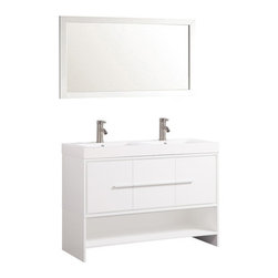 Alarus 48 inch Double Sink Bathroom Vanity White Finish - Bathroom Vanities And Sink Consoles