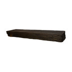 Bourbon Pecan Finish Distressed Wooden Shelf With Brackets, 28"x6"x3"