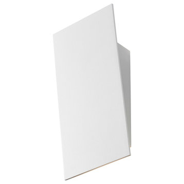 Angled Plane LED Narrow Sconce With Textured White Finish