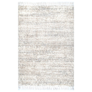 nuLOOM Brooke Casuals Shags Striped Area Rug, Ivory, 5'3"x7'7"