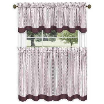 Westport Window Curtain Tier Pair and Valance Set, 58x24, Burgundy