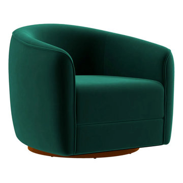 Dark Green Velvet Swivel Chair