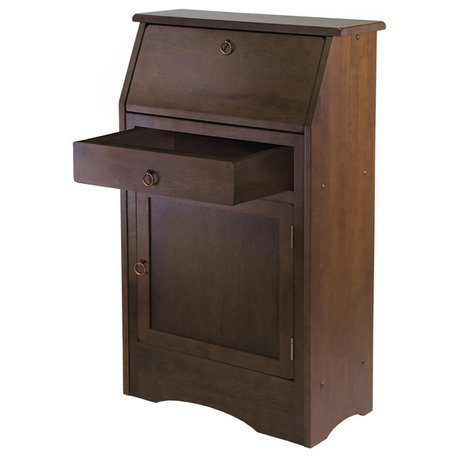 Winsome Regalia Transitional Solid Wood Secretary Desk in Antique Walnut