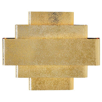 Geometric 15" Rectangle Tiered Minimalist Wall Sconce Gold Brass Metal