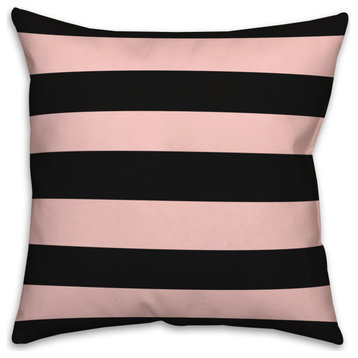 Blush And  Black Stripes 18x18 Throw Pillow