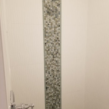 Modern Shower with 3D Wavy tiles and Mosaic Waterfall