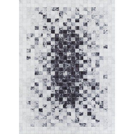 Couristan Prairie Hygee Blocks Coal-Ice Caps Area Rug, 3'9" X 5'5"