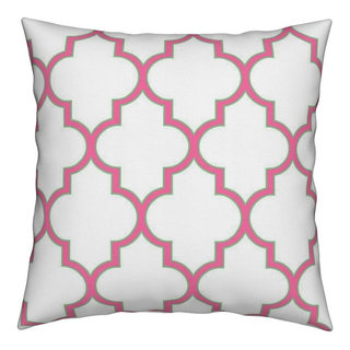 Decorative Square 18 x 18 Inch Throw Pillows Navy & White Moroccan  Quatrefoil Lattice Cushion Pillow