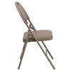 Triple Braced Beige Fabric Metal Folding Chair With Easy-Carry Handle, Set of 2