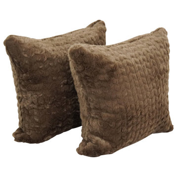 17" Jacquard Throw Pillows With Inserts, Set of 2, Dainty Mocha