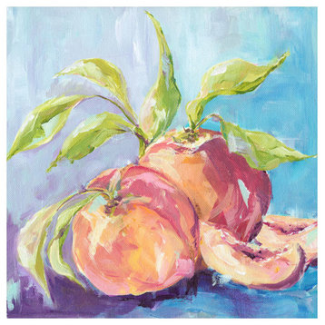 "Still Life Peaches" Stretched Canvas Art by Susan Pepe, 14"x14"