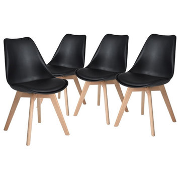 Homycasa Modern Leather Upholstered Side Chair in Black ( Set of 4 )