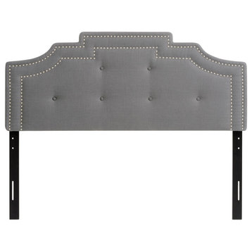 CorLiving Crown Silhouette Headboard With Button Tufting, Light Gray, Double