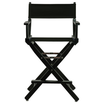 24" Director's Chair With Black Frame, Black Canvas