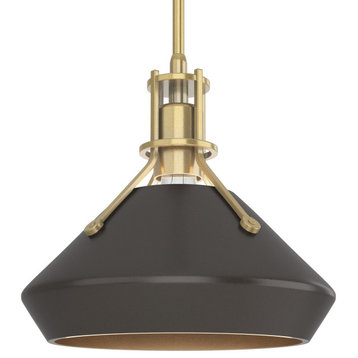 Henry with Chamfer Pendant, Modern Brass, Oil Rubbed Bronze Accents