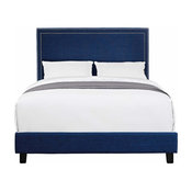 Picket House Furnishings Emery Upholstered Platform Bed, Blue, Queen