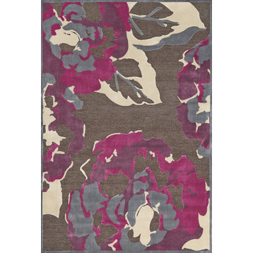 Weave & Wander Sagio Rug, Dark Gray/Raspberry, 2'6"x8' Runner