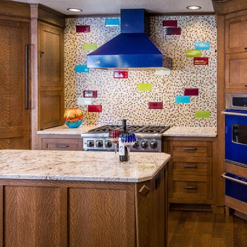 Custom White Oak Woodworking Completes a Colorful Craftsman Kitchen